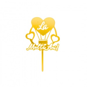 Cake Topper tort La Mulți Ani balon cu inimioare - Img 1