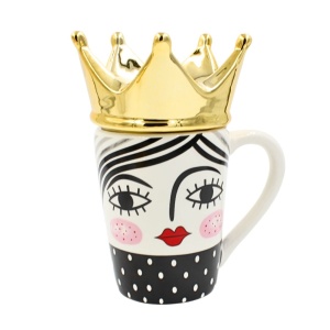 Cană cu capac Queen, 14x10x17,5cm, Hoff Interieur
