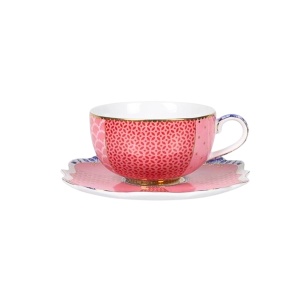 Cană espresso cu farfurioară, colecția Royal Multi, Pink, 125ml, Pip Studio.