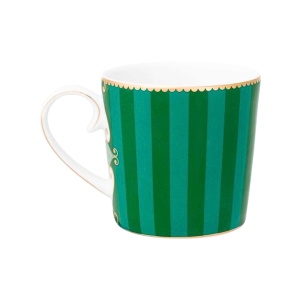 Cană porțelan, Pip Studio, Stripes Green, 150 ml, colecția Love Birds