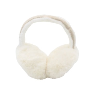 Căști pufoase pentru urechi, Antonio, cu aspect de piele întoarsă, culoarea ivory, one size