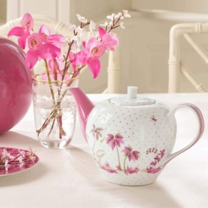Ceainic din porțelan, Pip Studio, Dots Gold Pink, 1600 ml, colecția Jolie