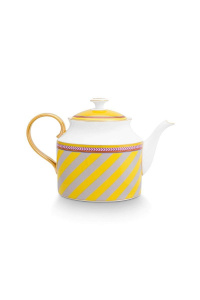 Ceainic din porțelan, Pip Studio, Stripes Yellow, 1.8l, colecția Pip Chique - Img 3