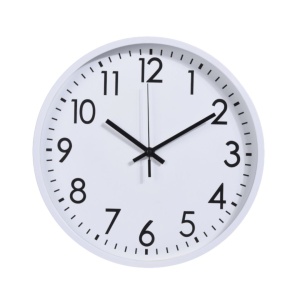 Ceas de perete alb cu cifre negre, 30 cm, design modern