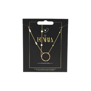 Colier cu perle și cerc decorativ – Oțel inoxidabil placat cu aur 14K, Ecarla, NST2139