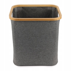 Coș de rufe pliabil 60L Jumi, gri natural, bambus și poliester, 40x33x45 cm