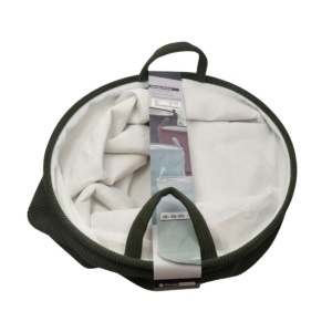 Coș de rufe pliabil, textil, rotund, 38x38x50 cm, culoare kaki