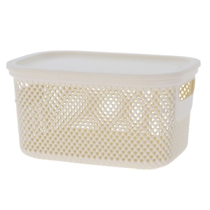Coș depozitare cu capac, 3.5 L, din plastic perforat, 23×17×12 cm, Storage Solutions, alb