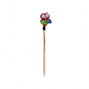 Creion figurină Bufniță roz aripi albastre 22cm - Img 3