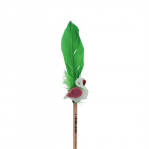 Creion figurina Flamingo pană verde 30 cm