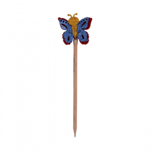 Creion figurină Fluture roșu aripi albastre 22cm