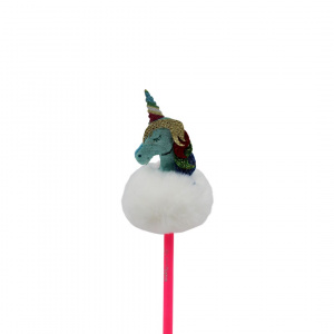 Creion figurină Unicorn albastru puf alb 26cm - Img 1