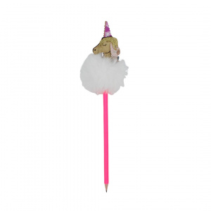 Creion figurină Unicorn crem puf alb 26cm - Img 3