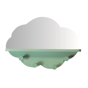 Cuier cu oglindă MDF verde 39x28cm