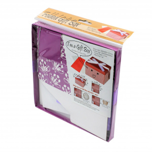 Cutie de cadou cu tissue paper, fundiță decorativă și minifelicitare - Magenta Flower