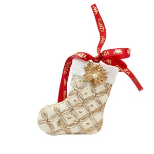 Decorațiune Ginza, Regatul de Crăciun, Royal, model ciorăpel alb, 8 cm