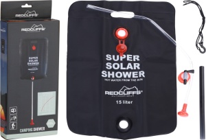 Duș solar camping RedCliffs, capacitate 15L, încălzire apă cu energie solară