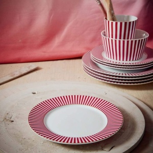 Farfurie din porțelan, Breakfast, Pip Studio, Pink, 21 cm, colecția Royal Stripes