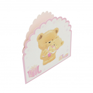 Felicitare Gold Teddy Baby Girl