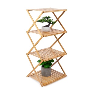 Raft pliabil din lemn de bambus, cu 4 polițe, 40x33.5x93.5 cm
