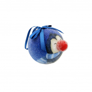 Glob decorativ albastru - Pinguin cu fular