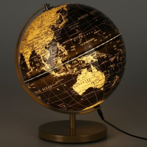 Glob decorativ luminos Koopman, cu lumină albă caldă, 31 cm – design elegant cu bază neagră metalică