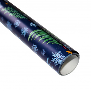 Hârtie ambalat Crăciun 200x70cm brazi albastru