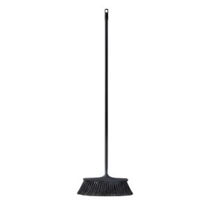 Household broom with handle, recycled materials, black, 120 cm