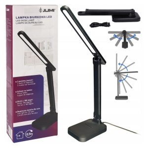 Lampă de birou LED Jumi, cu suport pentru telefon,  neagră, 3 niveluri de luminozitate