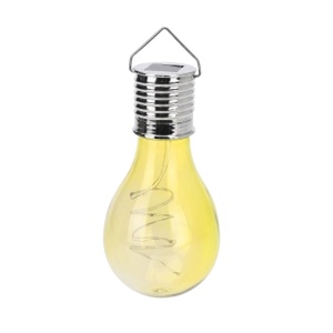 Lampă solară în formă de bec galben transparent, LED, pentru grădină, terasă și exterior