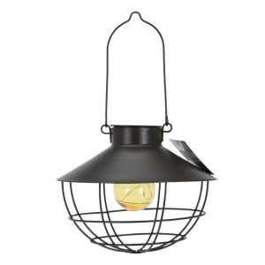 Lampă suspendată solară, cu led, metalică, culoare maro