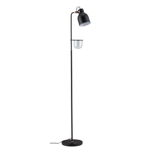Lampadar Neordic Elric pentru plante, max 1x20W, bec E27, culoare negru/cupru 230V din metal și sticlă
