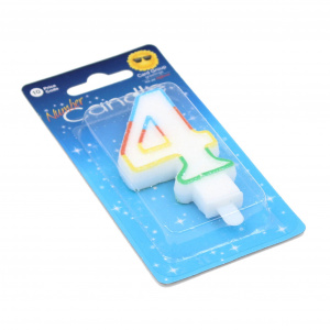 Lumânare aniversară multicoloră cifra 4 - Img 1