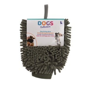 Mănușă din microfibră, pentru uscarea rapidă a câinelui, dogs collection, culoarea gri, 23x18 cm