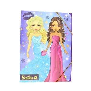 Mapă din plastic, cu închidere bandă elastică, Besties, mov