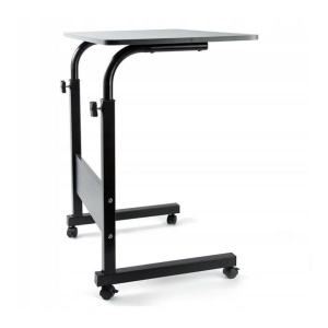 Masă mobilă, reglabilă, pe roți, pentru laptop, cadru metalic, culoarea negru, 80x40 cm, eCarla, STL03WZ3