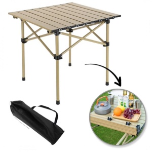 Masă pliabilă, cu cadru metalic și blat rezistent, compactă pentru camping – 53x51x50 cm, eCarla, SC10JBR
