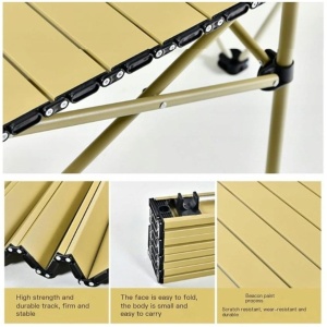 Masă pliabilă, cu cadru metalic și blat rezistent, compactă pentru camping – 95x56x50 cm, eCarla, SC09K
