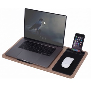 Măsuță portabilă pentru laptop, cu pernuță și mousepad, bej, 57.5x30.5x4 cm
