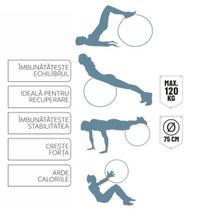 Minge pentru gimnastică, yoga, aerobic, pilates, recuperare, Umbro, 75 cm, roșu