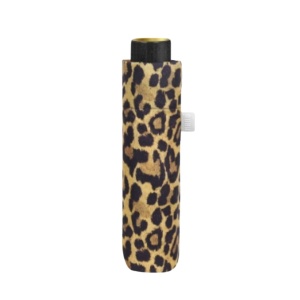 Mini umbrelă manuală, Perletti, model leopard, culoarea bej nisipiu