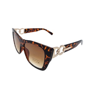 Ochelari de soare, damă, Tiara, leopard, ramă tortoise lucioasă, formă pătrată, lentile maro degrade, protecție UV 400