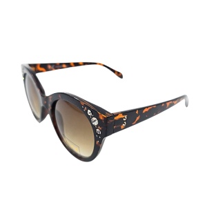 Ochelari de soare, damă, Tiara, ramă leopard cu cristale, formă ovală feminină, lentile fumurii, protecție UV 400