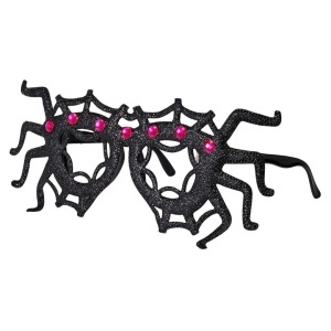 Ochelari Halloween, model pânză de păianjen, negru cu sclipici, pietricele decorative roz, accesoriu pentru costume și petreceri tematice
