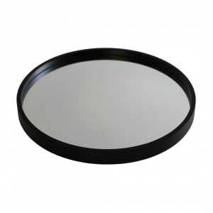 Oglindă de perete, ramă rotundă, din lemn, culoarea neagră, 50 cm
