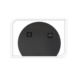 Oglindă de perete, ramă rotundă metalică, culoarea neagră, 55 cm