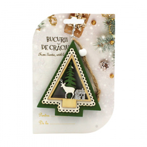 Ornament brad Brăduț cu ren 10x8.5 cm