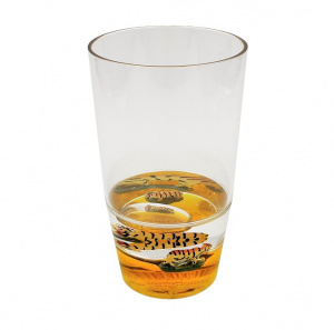 Pahar cu figurine plutitoare, portocaliu, model cu tigri, 250ml