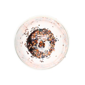 Pahar cu inserție de confetti steluțe gri și auriu, pereți dubli, sticlă borosilicată, 300 ml, Aurora Glow
