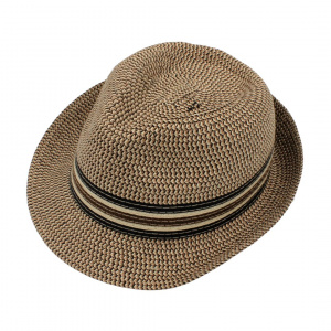 Pălărie de plajă bărbați Aristo, maro, stil fedora, cu bandă decorativă, ușoară și respirabilă, protecție solară, diametru 27 cm